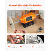 Load image into Gallery viewer, Amocart 1/2HP Bench Buffer Polisher 8inch 1725RPM/3450RPM Dual Speed with 2PCS Cotton Wheels Cast Iron Base for Metal Jewelry