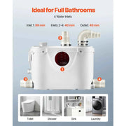 Load image into Gallery viewer, 500W/700W/900W/1200W Amocart Macerator Pump Waste Water Disposal Upflush Machine for Toilet, Basement, Shower, Laundry, Bathtub