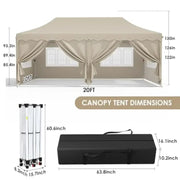 Load image into Gallery viewer, 10x20ft Pop up Tent w/6 Sidewalls Heavy Duty Wedding Party Tent Height Adjustable Large Commercial Gazebo Sun Protection Shel