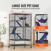 Charger l'image dans la visionneuse de galerie, Amocart 64.6" Rolling Metal Ferret Cage Large 4-Tier Critter Nation Cage Small Animal Cage for Rats Hamster Guinea Chinchilla