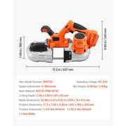 Charger l'image dans la visionneuse de galerie, Amocart 20V Portable Band Saw 2.5-In/5-In Deep Cut 360W Bandsaw 0-120/192 m/min Variable Speed with Brushless Motor Hang Hooks