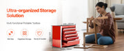 Load image into Gallery viewer, Amocart 5-Drawer 8.6in Metal Tool Box Red/Black Portable Small Tool Chest with PP Feet Pads for Garage Workshop Tools Storage