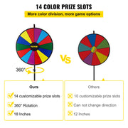 Charger l'image dans la visionneuse de galerie, Amocart 18 Inch Tabletop Color Prize Wheel w/ Folding Tripod Floor Stand 14 Slots Dry Erase for Win Fortune Spinning Stand Game