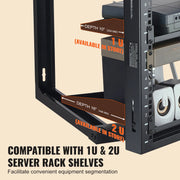 Bild in Galerie-Viewer laden, Amocart 9U Wall Mount Rack 150lbs Max Load Capacity Open Frame Server Network Rack with Cage Nuts Screw for Server IT Equipment