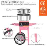 Bild in Galerie-Viewer laden, Amocart Electric Cotton Candy Machine with Cart 1000W Commercial Floss Maker with Stainless Steel Bowl Sugar Scoop and Drawer