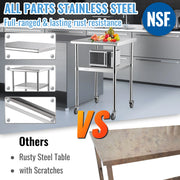 Charger l'image dans la visionneuse de galerie, Amocart 24 x 24 in Stainless Steel Kitchen Worktable shelves Commercial Work Bench Table with Caster Wheels for Home Kitchen