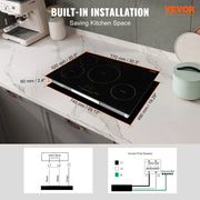 Bild in Galerie-Viewer laden, Amocart 4 Burners 30'' Electric Cooktop Induction Stove Top Built-in Magnetic Cooktop with 9 Heating Level Touch Screen Burner