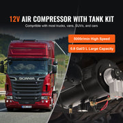 Load image into Gallery viewer, Amocart 12V Air Compressor with Tank 0.8 Gal Train Horn Air Compressor 120 psi Working Pressure Onboard Air Compressor System