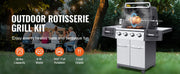 Charger l'image dans la visionneuse de galerie, Amocart 39-56inch Universal Grill Rotisserie Kit for Grills Electric BBQ Grill w/Motor Stainless Steel Automatic Grilling Kit