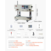 Load image into Gallery viewer, Amocart Continuous Bag Band Sealing Machine 0.24-0.47in Width Vertical Band Sealer with Roller Printing for 0.001-0.03in Bags