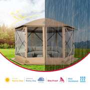 Load image into Gallery viewer, 12x12 FT Screened Gazebo, Pop Up Stargazing Canopy Tent, Khaki | Gazebos On Clearance with Removable Roof,Instant, Customized