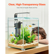 Bild in Galerie-Viewer laden, Amocart Fish Tank Aquarium 2/5Gal Square Ultra-Clear Glass Starter Tank Adjustable 3 Color Lighting Self Cleaning System for Home