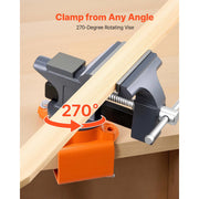 Bild in Galerie-Viewer laden, Amocart Bench Vise 4.5 Inch Portable Workbench Vice with 270° Swivel Base Cast Iron Construction for Woodworking Metalworking