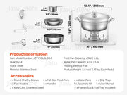 Charger l'image dans la visionneuse de galerie, SucceBuy 4 Pack Chafing Dish Buffet Set Stainless Steel Chafer w/4 Full Size Pan Round Catering Warmer Server for Party Banquets