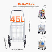 Bild in Galerie-Viewer laden, Amocart 88lbs Folding Shopping Cart Light-weight Storage Stair Climbing Utility Cart with Wheels Outdoor Travel Picnic Handcart