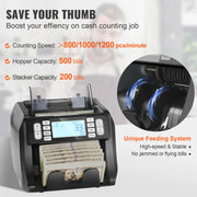 Load image into Gallery viewer, Amocart 1200 Pcs/Min Money Counter Business Cash Register Bill Counterfeit Bill Detector by UV/MG/IR/DD Function for Bank Store