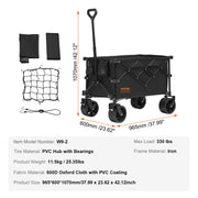 Charger l'image dans la visionneuse de galerie, Amocart Collapsible Folding Wagon Beach Wagon Cart with All-Terrain Wheels Drink Holder Sport Wagon for Camping Shopping Garden