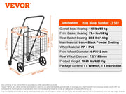 Bild in Galerie-Viewer laden, Amocart Folding Shopping Cart w/ Removable Waterproof Liner 106/330LBS Large Capacity 360° Swivel Wheels Dense Metal Mesh Base