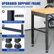 Charger l'image dans la visionneuse de galerie, Amocart 2000 lbs Adjustable Garage Workbench 48/61" L x 20" W Work Table with 28.3"-38.1" Height & Hardwood Top for Office Home