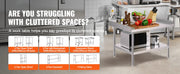 Charger l'image dans la visionneuse de galerie, Amocart Stainless Steel Work Table Commercial Heavy Duty Food Prep Worktable with Adjustable Height for Restaurant Home Hotel