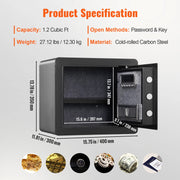 Bild in Galerie-Viewer laden, Amocart 1.2/0.5 Cubbic Fit Electronic Safe Deposit Safe Box W/ Digital Access & Override Keys for Money Gun Jewelry Document