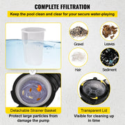 Charger l'image dans la visionneuse de galerie, Amocart Swimming Pool Pump 110V/220V 5544GPH Powerful Self-priming for In/Above Ground Pool Water Circulation Strainer Basket