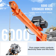 Bild in Galerie-Viewer laden, Amocart 2200lbs Electric Hoist Truck Crane 360° Swivel Folding Bed Jib Crane with 6000 lbs Electric Winch for Lifting Goods
