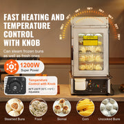 Bild in Galerie-Viewer laden, SucceBuy Commercial Food Warmer Display Food Steamer Bun Warmer Machine Temperature Control Stainless Steel Steamed Buns Warmer