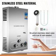 Load image into Gallery viewer, Gas Water Heater LPG Portable Instand Water Heater 6L 10L 12L 16L 18L Propane Gas LPG Wall-Mounted Tankless Water Heater Digital Display