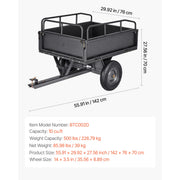 Charger l'image dans la visionneuse de galerie, Amocart Garden Utility Trailer 17Cu.Ft&600lbs Capacity ATV UTV Trailer Tow Behind Steel Dump Cart with 16" Tires for Lawn Mower