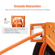 Charger l'image dans la visionneuse de galerie, Amocart Retractable Air Hose Reel 50FT Rubber Air Compressor Hose Reel Auto-Rewind W/ 5FT in Ceiling Wall-Mounted Air Hose