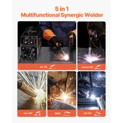 Charger l'image dans la visionneuse de galerie, Amocart 5-in-1 MIG Welder 200Amp Pluse Mig Welding Machine Gas MIG/Flux Core MIG/Stick/Lift TIG/AU TIG with LCD Screen Display