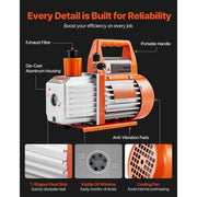 Charger l'image dans la visionneuse de galerie, Amocart 3.5 CFM 1/4 HP HVAC Single Stage AC Vacuum Pump & Oil Bottle for R134a R22 R410a Systems, Air Conditioner Maintenance