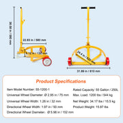 Charger l'image dans la visionneuse de galerie, Amocart 55Gal 1200Lbs Oil Drum Trolley Heavy Duty Removable Hydraulic Block Auxiliary Handcart with Wheels for Warehouse Winery