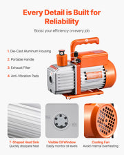 Charger l'image dans la visionneuse de galerie, Amocart Vacuum Pump & Oil Bottle 3.5CFM/4CFM/5CFM 1-Stage or 6CFM 9CFM 2-Stage, R134a R22 R410a Systems Conditioner Maintenance