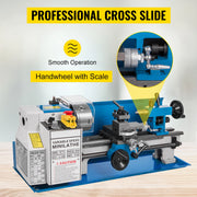 Charger l'image dans la visionneuse de galerie, Amocart Mini Metal Lathe Machine 7"x14" 550W 180x350mm Variable Speed + 3 Jaw Chuck for Metalworking Turning Drilling Threading