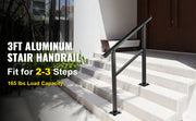 Load image into Gallery viewer, Amocart Outdoor Handrail 165LBS Load Aluminum 36 x 35\" Outdoor Stair Railing Handrail Fits 2-3 Steps with Screw K for Home