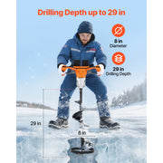 Bild in Galerie-Viewer laden, Amocart Electric Ice Auger Cold-Resistant 2 in 1 Cordless Ice Fishing Augers and Earth Auger with 8" Ices & Earth Drill Bit