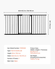 Charger l'image dans la visionneuse de galerie, Amocart Baby Gate 28/30/36 Inches High Dog Gate Easy Step Walk Thru Child Pet Security Pressure Mount Kit Wall Cups Doorways