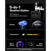 Charger l'image dans la visionneuse de galerie, Amocart 5-in-1 Wireless Weather Station 7.5-Inch VA Display Solar Powered Outdoor Sensor, Rain Gauge&Weather Forecast, No WiFi