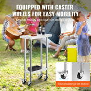 Charger l'image dans la visionneuse de galerie, Amocart Stainless Steel Work Table 500 LBS Load Capacity w/4 Wheels 3 Adjustable Height Levels Heavy Duty Food Prep Worktable