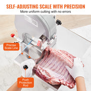 Bild in Galerie-Viewer laden, Amocart Commercial Electric Meat Bandsaw Stainless Steel Countertop Bone Sawing Machine 0.16-7.9 Inch Cutting Thickness Frozen Meat Cutter with 6 Blades for Rib Pork Beef