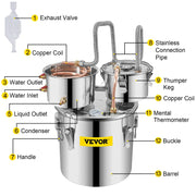 Charger l'image dans la visionneuse de galerie, 12L 20L 30L 50L Alcohol Brewing Distiller DIY Moonshine Apparatus Stainless Steel Still Whisky Beer Brandy Home Use