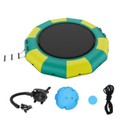 Charger l'image dans la visionneuse de galerie, Amocart 12ft Inflatable Water Bouncer Recreational Water Trampoline Portable Bounce Swim Platform with Slide 3-Step Ladder