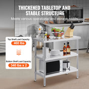 Load image into Gallery viewer, Amocart Stainless Steel Food Prep Table Commercial Kitchen Worktable with 2 Adjustable Undershelf for BBQ Kitchen Garage