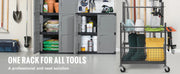 Load image into Gallery viewer, Amocart 16 Slots Garden Tool Organizer Yard Tool Tower Rack with Hooks Wheels Long-Handled Rake Stand Holder for Garage Storage