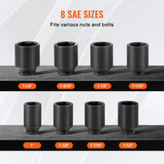 Load image into Gallery viewer, Amocart Axle Nut Impact Socket Set 3/4"Drive Deep 6-Point 8-Piece SAE Spindle Nut Socket Set CR-MO Heat Treated Large SocketSet