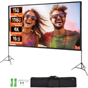 Bild in Galerie-Viewer laden, Amocart Projector Screen w/ Stand 150in 16:9 4K 1080 HD Portable Projection Screen for Home Office Garden Moive Theater Cinema