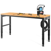 Charger l'image dans la visionneuse de galerie, Amocart 2000 lbs Adjustable Garage Workbench 48/61" L x 20" W Work Table with 28.3"-38.1" Height & Hardwood Top for Office Home