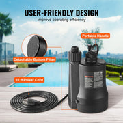 Bild in Galerie-Viewer laden, Amocart Utility Pump 1/3HP 2450GPH High Flow 30ft Head Sump Pump Submersible Water Pump 10ft Long Power Cord for Draining Water
